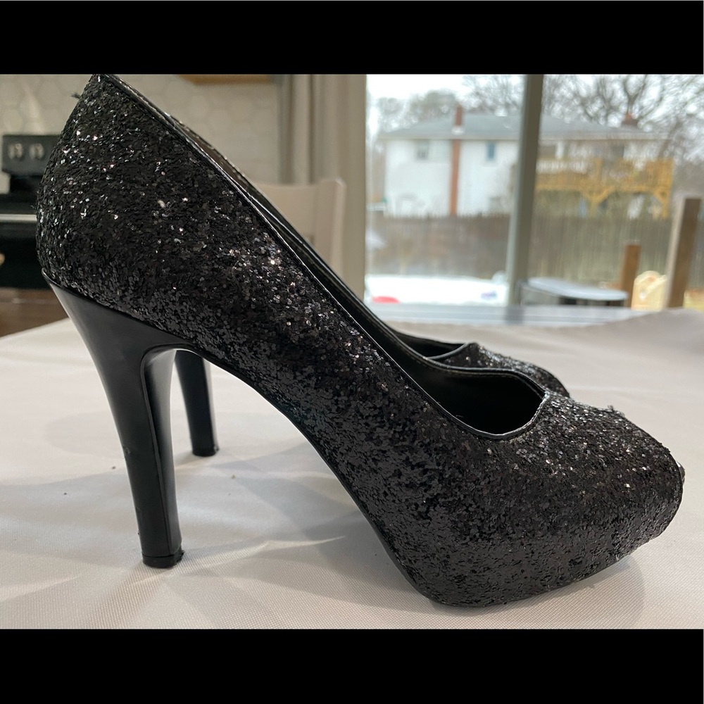 Nine West Peep Toe Glitter Heels